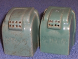 Frankoma Advertising shakers glazed jade green